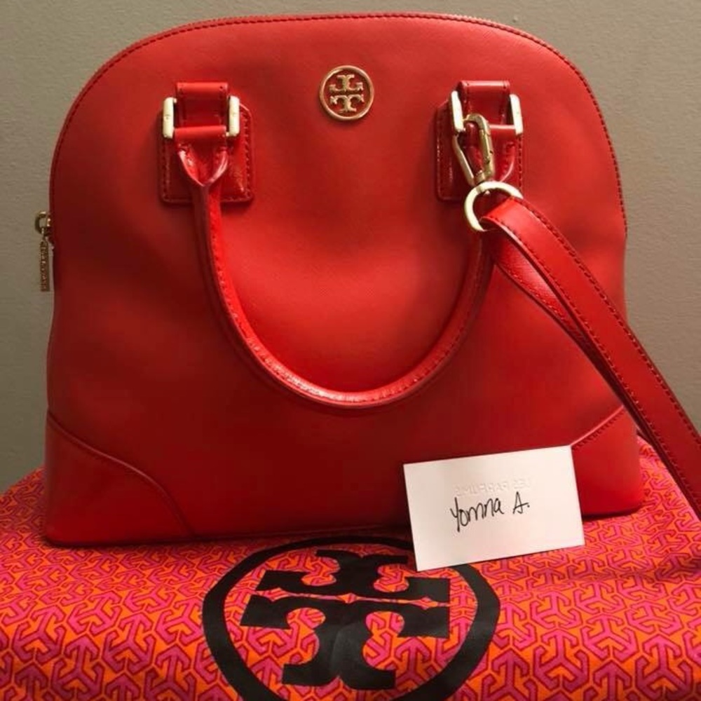 Tory Burch Robinson dome satchel CORAL